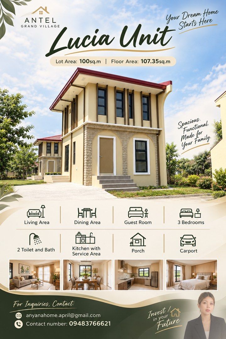 Lucia Unit (Category: House & Lot) located in Manila. Submitted by april_anyana (Listing ID 1465609777, Image 1). Description: 🏡 LUCIA UNIT | ANTEL GRAND VILLAGE ✨ A Beautiful Home Designed for Comfortable Family Living ✨ Looking for a spacious, elegant, and thoughtfully designed home for your family? The Lucia Unit offers the perfect blend of comfort, style, and functionality. 📐 Lot Area: 100 sq.m. 🏠 Floor Area: 107.35 sq.m. House Features: �