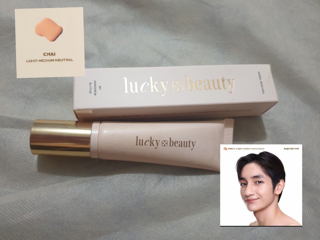 LUCKY BEAUTY SKIN VEIL (Category: Makeup) located in Mandaluyong City. Submitted by cheesecake_13 (Listing ID 1465653477, Image 1). Description: Lucky Beauty Skin tint ( Shade: Chai) 70 to 60 percent remaining - with box.