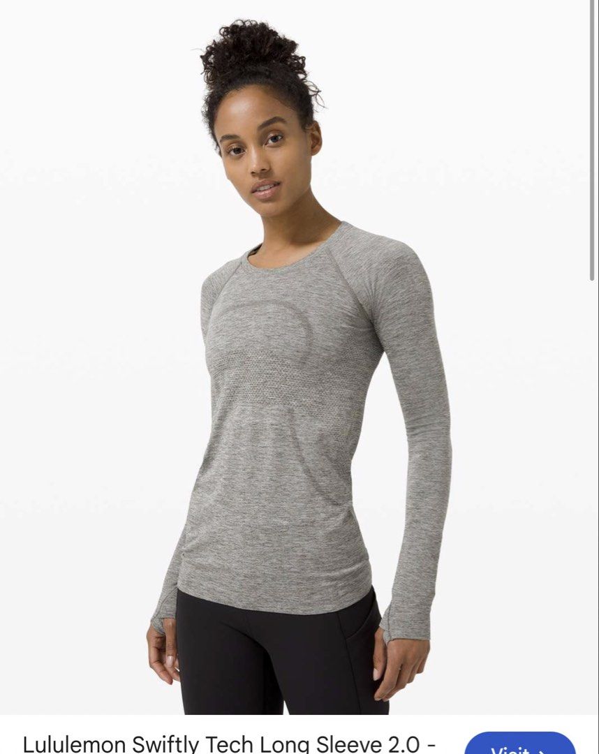 Lululemon Grey swiftly tech longsleeves (Category: Activewear) located in Lemery. Submitted by bbucket (Listing ID 1465601267, Image 2). Description: - Brand: Lululemon - Color: Heathered Grey - Material: Seamless, body-hugging ribbed fabric - Design: Round neckline, long sleeves with thumbholes - Detail: Small reflective white logo near the back collar - Condition: Excellent, lightly used - Perfect for: Gym, running, yoga, or everyday athleisure