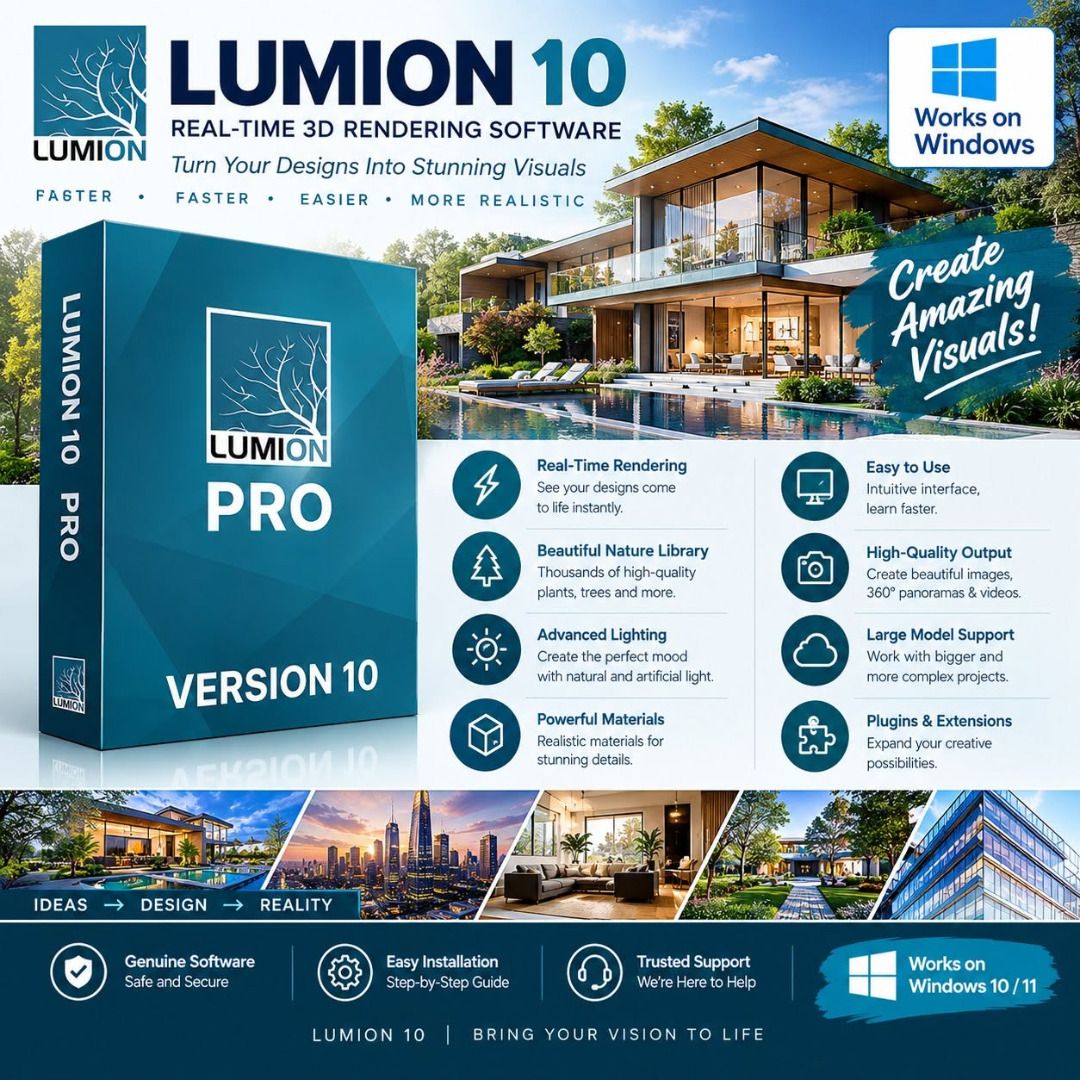 Lumion 10 + Video Tutorial (Category: Software) located in Cavite. Submitted by tonysoftwareservices05 (Listing ID 1465695610, Image 1). Description: The "100% LEGIT", "100% TRUSTED SELLER", and "PROOF OF REVIEWS" badges from the bottom 100% Legit. 100% Guaranteed. Don't risk downloading malicious files or dealing with broken software. Tony Software Service New delivers performance you can trust. Verified 5-Star Seller ⭐⭐⭐⭐⭐ 100% Proof of Positiv