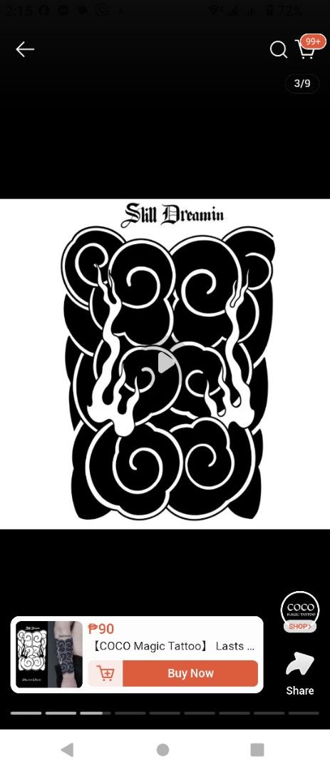 Magic Tattoo Still Dreamin Cloud Design 24cmx17cm (Category: Art & Prints) located in Valenzuela. Submitted by diane.35 (Listing ID 1465649767, Image 1). Description: - Brand new, unopened COCO Magic Tattoo sheet - Features 'Still Dreamin' text with a bold cloud design - Size: 24cm x 17cm - Ideal for forearms and arms - Long-lasting temporary body art - Great way to try a Japanese traditional sleeve look commitment-free.