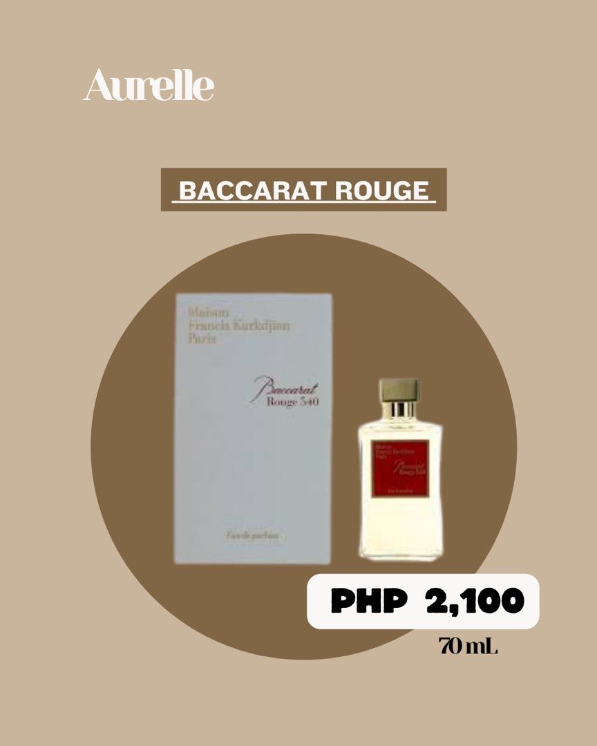 Maison francis Baccarat (Category: Fragrance & Deodorants) located in Manila. Submitted by aurelleph (Listing ID 1465603934, Image 1). Description: 🎀FOLLOW OUR FB, IG AND TIKTOK Stay updated with our latest products, new arrivals, announcements, and restocks. IG: @aurellephofficial FB: Aurelle TIKTOK: aurellephofficial See you there! ♡.