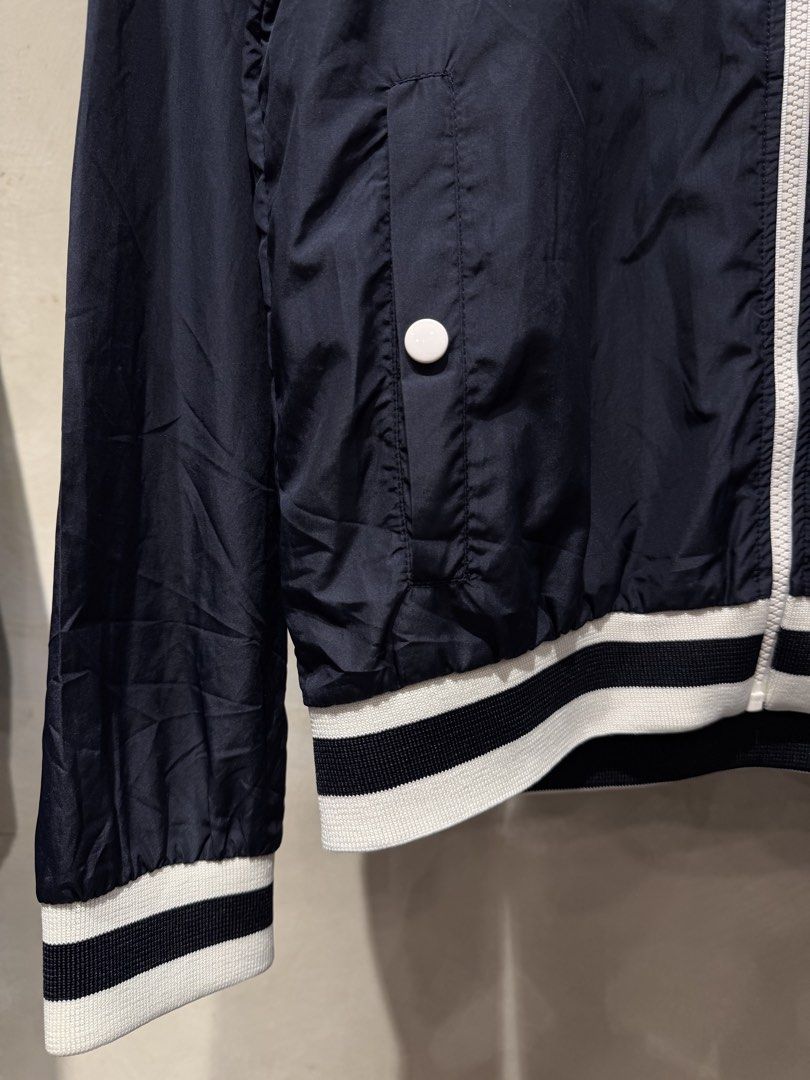 Maison Kitsune Fox Logo Varsity Jacket (Category: Coats, Jackets and Outerwear) located in Makati City. Submitted by dailypickups_ (Listing ID 1465687213, Image 3). Description: Size: M In excellent condition Made in: Portugal Material: 100% Polyester Dimensions Width: 21.5” Length: 27.5”.