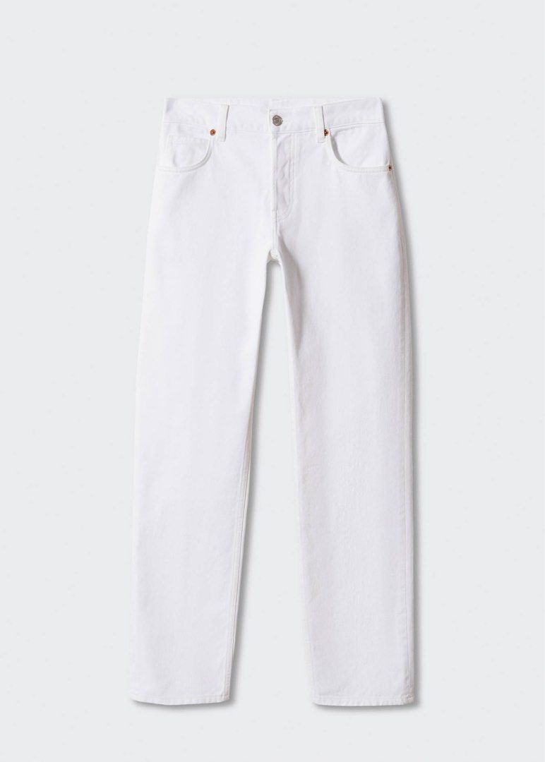 MANGO Mid-Rise Straight Jeans White (Category: Jeans) located in Malabon City. Submitted by cheska.p (Listing ID 1465705615, Image 1). Description: - bought for 2995 from MANGO website - worn once - good condition, no damages .