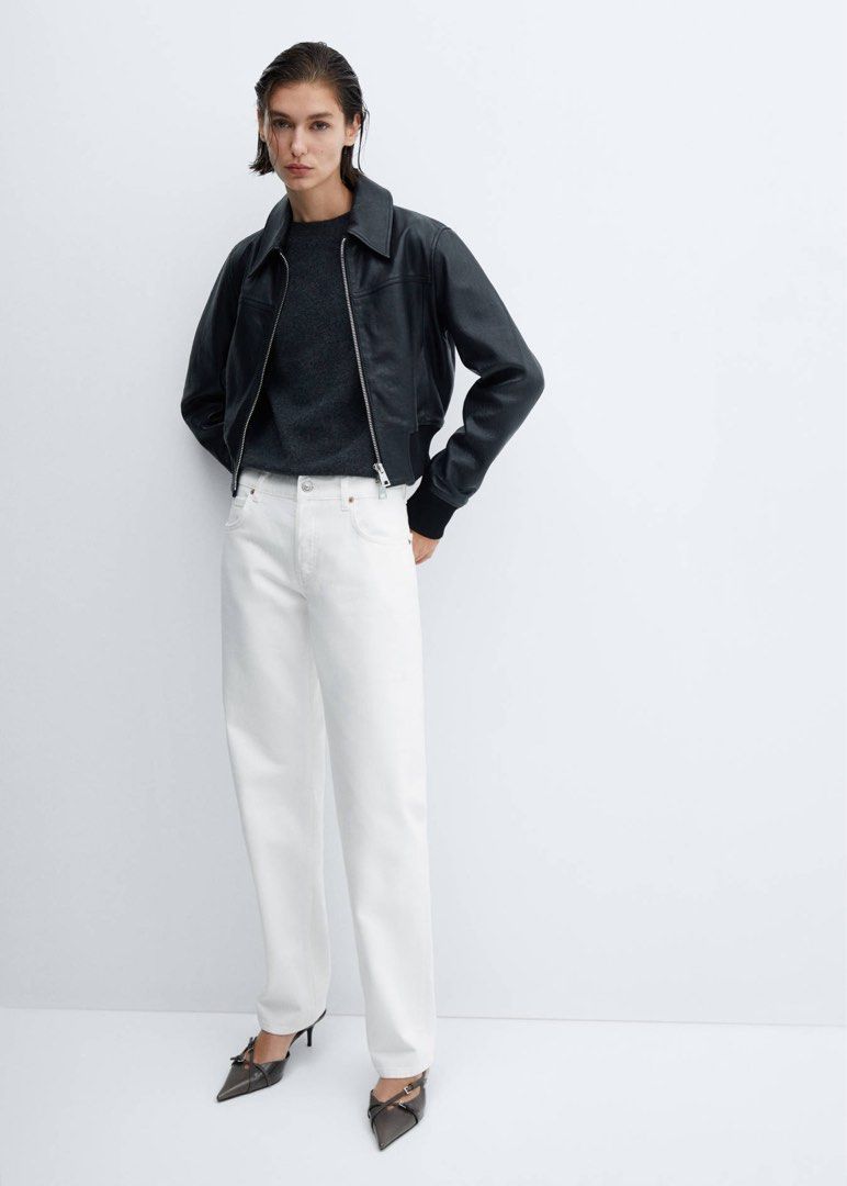 MANGO Mid-Rise Straight Jeans White (Category: Jeans) located in Malabon City. Submitted by cheska.p (Listing ID 1465705615, Image 3). Description: - bought for 2995 from MANGO website - worn once - good condition, no damages .