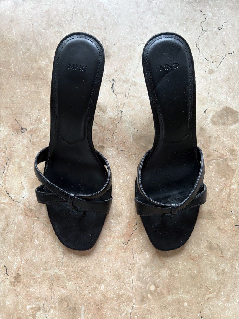 Mango Thong Heeled Mules, Black (Category: Heels) located in Quezon City. Submitted by tidyup.lara (Listing ID 1465700647, Image 1). Description: Sold as is EU 38 Condition 8/10: used but in good condition.