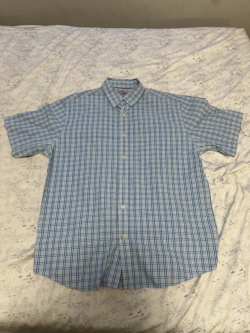 M&S Blue Plaid Button-Down Shirt (L) (Category: Formal Shirts) located in Paranaque City. Submitted by primefinds.ph (Listing ID 1465667767, Image 1). Description: - Size L (23” x 29”) - Regular fit - Peached pure cotton 10/10 condition No issues.