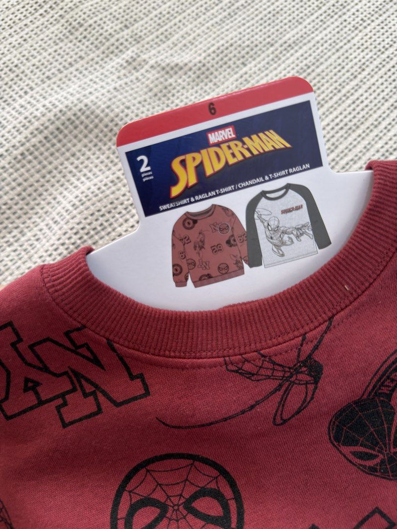MARVEL SPIDERMAN sweatshirt & raglan t-shirt (Category: Babies & Kids Fashion) located in Malolos. Submitted by topicksph (Listing ID 1465729454, Image 3). Description: MARVEL sweatshirt & raglan t-shirt size 6y Guaranteen authentic.