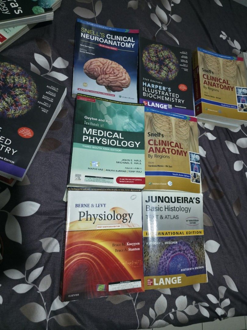 Medical Textbooks Bundle (Category: Textbooks) located in Las Pinas. Submitted by draco34857 (Listing ID 1465633157, Image 1). Description: - Available Medical Textbooks: 2 Set Available * Guyton and Hall Medical Physiology * Snell's Clinical Neuroanatomy * Harper's Illustrated Biochemistry * Snell's Clinical Anatomy by Regions * Berne & Levy Physiology * Junqueira's Basic Histology - Standard editions from top publishers (Elsevier, Wolters Kluwe