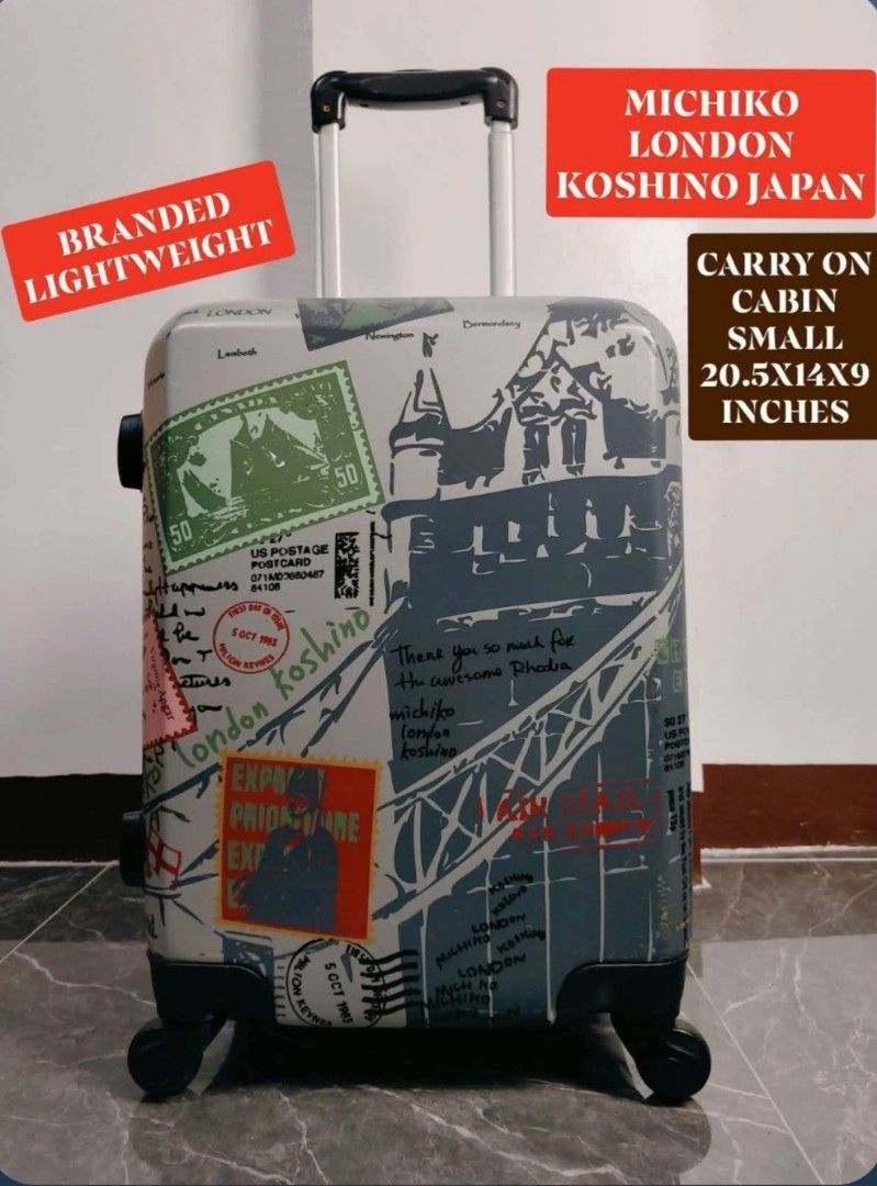 🧳MICHIKO LONDON (Category: Luggage) located in Manila. Submitted by chocoman0235367 (Listing ID 1465673654, Image 1). Description: 📍MICHIKO LONDON JAPAN SPINNER📍 ⚡⚡SALE⚡⚡ Imported from japan Carry on,cabin,small Size ✨ Polycarbonate Hardcase ✨Top Carrier Handle ✨Telescopic Push Handle ✨Security Coded lock ✨Smooth and Silent 360Rotation wheels ✨Wide space Suitcase With Support Strap and Pocket ✨ Lightweight NO ISSUE‼️Good condition Minimal Mark