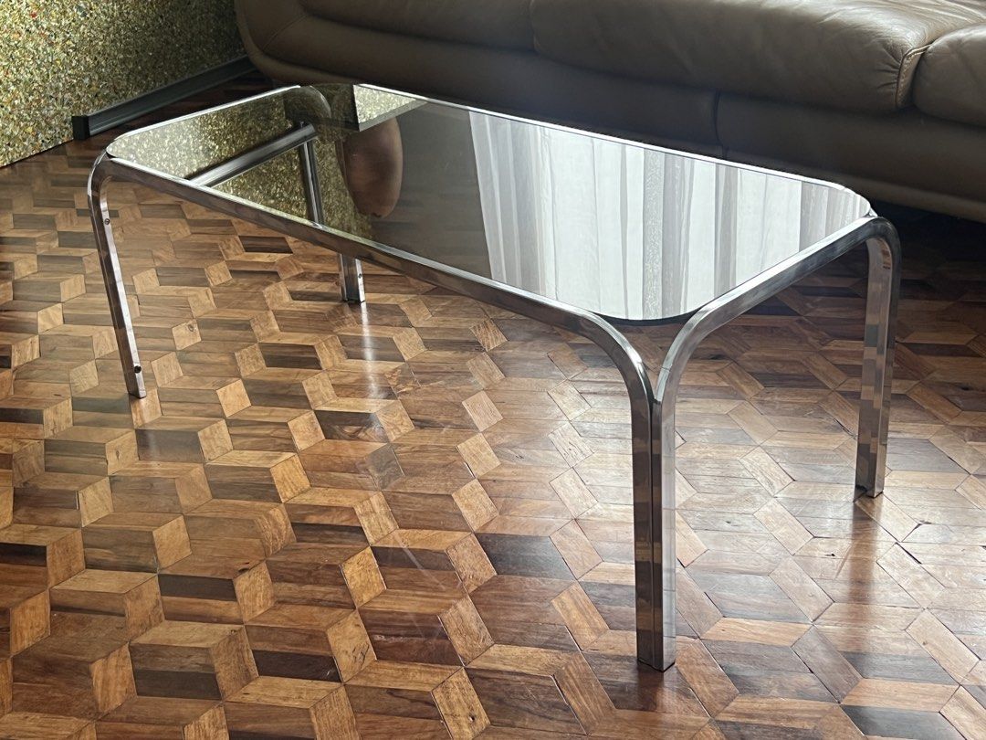 Midcentury chrome coffee table (Category: Tables & Sets) located in Quezon City. Submitted by raccoonfur (Listing ID 1465607226, Image 3). Description: Modernist center table/side table. 109.75x48.5x41cm Pickup at Makati.