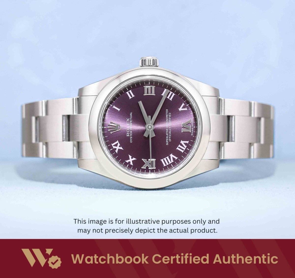 [Mint] Rolex Oyster Perpetual Oyster 177200 Grape w Roman Dial A8737 | Mar 2016 (Category: Watches) located in Singapore. Submitted by watchbooksg (Listing ID 1465656989, Image 1). Description: Watchbook Swiss-Standard Certified: Professional Authentication You Can Trust Every watch undergoes systematic 60-point verification by Swiss-trained watchmakers at our in-house Watchbook Service Centre. We verify all checkpoints—movement, dial, case, brac