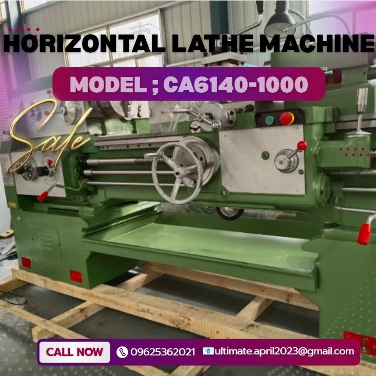 Model:CA6140-1000 Horizontal lathe Machine For Sale (Category: Other Home Appliances) located in Caloocan City. Submitted by coolstorm-71de73 (Listing ID 1465665456, Image 1). Description: ✅ Big discount for orders ✅ 100% LEGIT TRUSTED SUPPLIER! ✅ With Complete Legal Documents ✅ BIR Registered Model:CA6140-1000 Horizontal lathe Machine PHP 1,309,770 Max swing over bed ; 400mm Max swing over cross silde ; 210mm Bed width ; 400mm Max work piece len