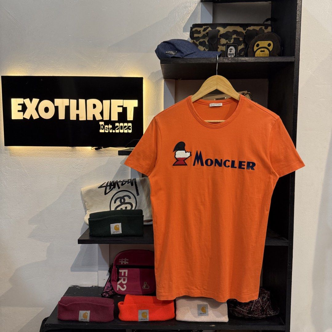 Moncler Orange T-Shirt (Category: Tshirts & Polo Shirts ) located in Manila. Submitted by carbungcoalex (Listing ID 1465745508, Image 1). Description: MONCLER X PALM ANGELS SHIRT 19 by 26.5 Good Condition Complete tags 1200 CLAIM.