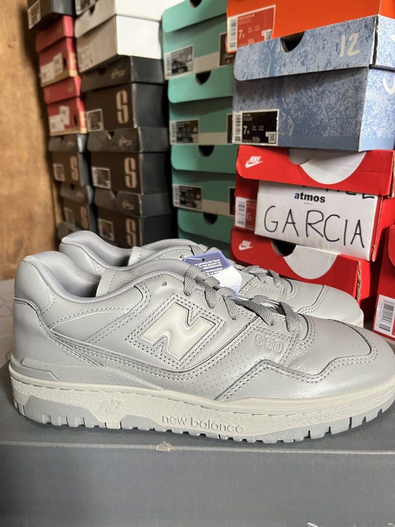 New Balance 550 Triple Grey (Category: Sneakers) located in Valenzuela. Submitted by rr.sneakerstash (Listing ID 1465585947, Image 1). Description: - Brand: New Balance 550 - Colorway: All-grey - Material: Smooth leather upper with perforated details - Details: Iconic 'N' logo on the side, chunky midsole with classic branding, and OrthoLite tag attached - Condition: Clean pair, ready to wear.