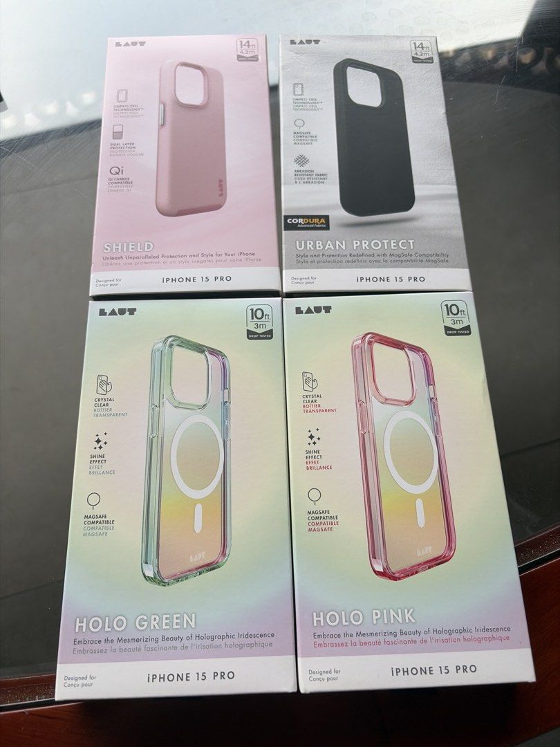 NEW Laut iPhone 15 pro , 15 pro max casing , (Category: Cases & Sleeves) located in Manila. Submitted by marcins_wardrobe (Listing ID 1465657789, Image 3). Description: - Brand: LAUT - Compatibility: iPhone 15 Pro and iPhone 15 Pro Max - Condition: Brand new in box - Available Styles: Crystal Matter, Huex Protect, Shield, Flexi Protect, Pop Cosmic, Holo Green, Holo Pink, Urban Protect, Prestige, Revive Prop - Key Features: MagSafe compatible, hig