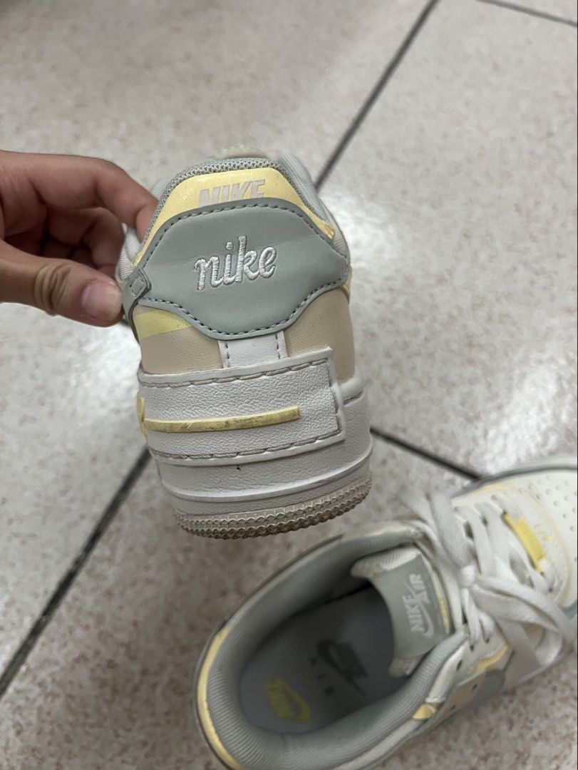 Nike AF1 Shadow "Sail/Citron Tint" sneakers (Category: Sneakers) located in Quezon City. Submitted by tmatts (Listing ID 1465603911, Image 2). Description: Nike AF1 Shadow “Sail/Citron Tint” sneakers Original: P6,655 Rfs: does not fit anymore dirt can be wiped Size: 37.5.