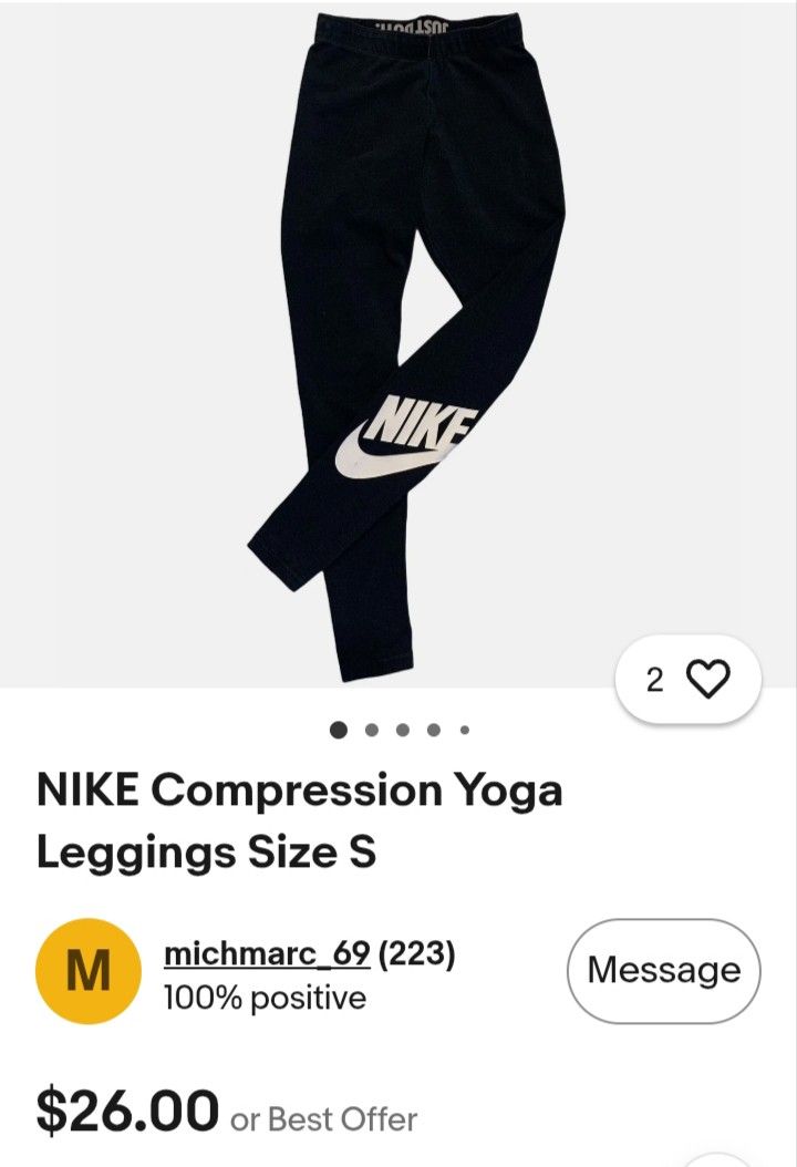 Nike Compression Leggings (Category: Other Bottoms) located in Santa Elena. Submitted by af_thriftshp7 (Listing ID 1465606586, Image 2). Description: Small on tag Fabric condition : excellent Color condition : 10/10 Damage : none 350+SF.