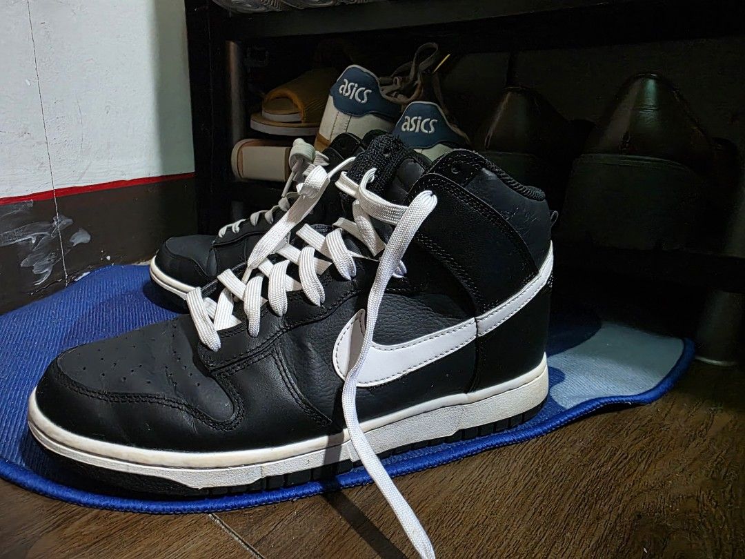Nike Dunk High Retro Black White Panda US 9 (Category: Sneakers) located in Manila. Submitted by liveowl-c72e (Listing ID 1465622670, Image 2). Description: - Brand: Nike Dunk High Retro NO BOX - Colorway: Classic Black and White (Panda style) - Size: US9/UK8/EU42.5/27CM - Condition: Gently worn, clean uppers, light toe creasing, and minor sole wear - Details: High-top silhouette with white laces and iconic Swoosh branding - Status: Ready to wear