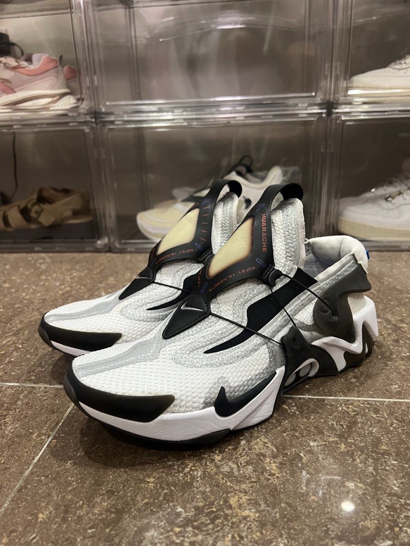 Nike Huarache Adapt White Black (Category: Sneakers) located in Angeles City. Submitted by jjpenny17 (Listing ID 1465618230, Image 1). Description: Nike Adapt Huarache Black White Size 8.5 (Rare) Excellent Condition (Working Auto-Lace) With OG Box/Charging Pad/Adapter Angeles Pampanga Location.