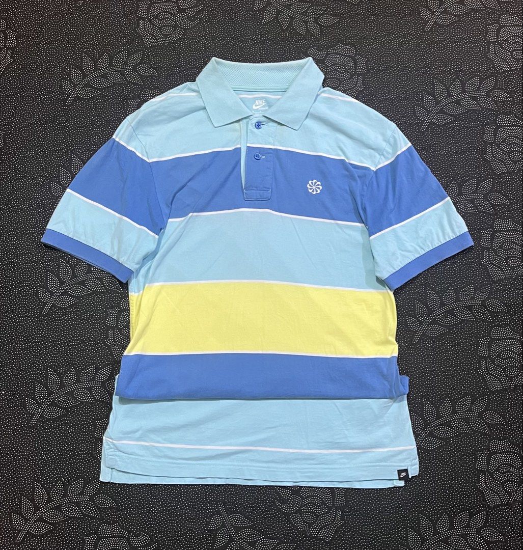 Nike striped polo shirt (Category: Tshirts & Polo Shirts ) located in Porac. Submitted by macky.ron (Listing ID 1465750836, Image 1). Description: Length:27 Width: 16 Condition: good Color rate: 9.5/10 Issue (s): none Complete Tags.