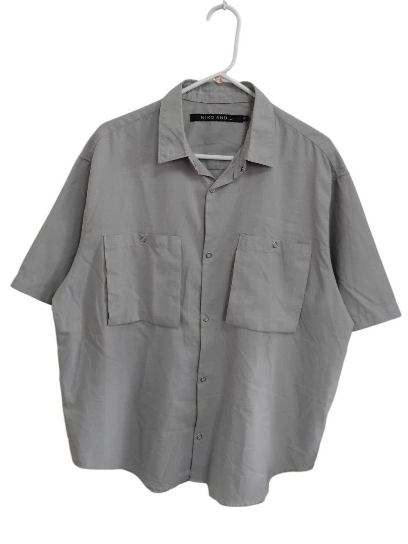 Niko And... Japan Oversized Snap Button Work Shirt (Category: Tshirts & Polo Shirts ) located in Pasig City. Submitted by hustlexcurate (Listing ID 1465614756, Image 1). Description: Niko And... Japan Oversized Snap Button Work Shirt Size LARGE on tag fits XL Dimensions: 26X32.