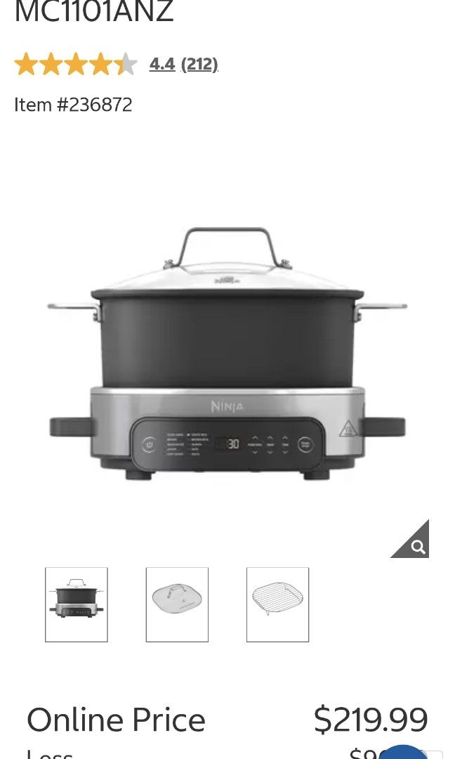 Ninja Foodi 8L Possible Cooker (Category: Cookers) located in Rizal. Submitted by potato_corner (Listing ID 1465692111, Image 1). Description: Ninja Foodi Possible Cooker Australian mall pull out Used display/demo unit 220V No issue 8L Capacity Model:MC1101ANZ 7.5k.