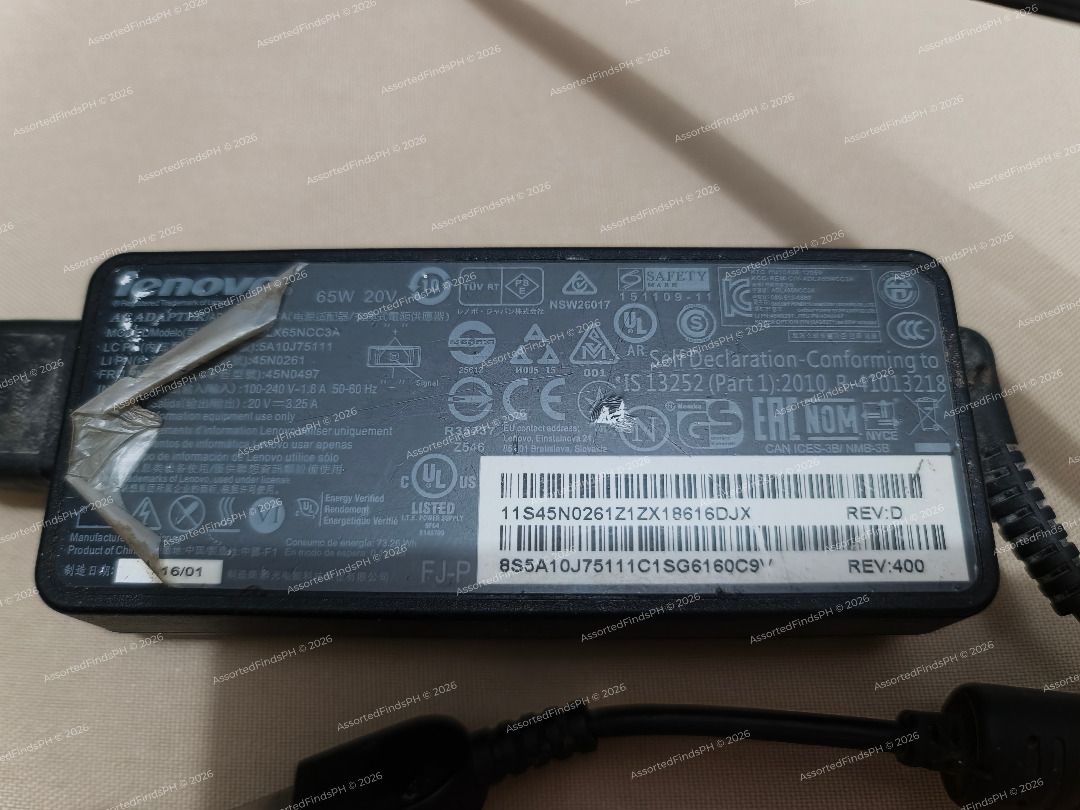 OEM Lenovo IdeaPad 300 Charger (READ DESCRIPTION) (Category: Chargers) located in Quezon City. Submitted by assortedfindsph (Listing ID 1465590432, Image 2). Description: "Post will be marked as sold once sold." Selling my Lenovo IdeaPad 300 Charger for 600 (FIXED) Firm Price. Lowball offers or “LP” inquiries will not be entertained. Voltage: 20V Wattage: 65W Tested Output: 20.3V on multimeter (Check the last pic) Compatible with: Lenovo IdeaPad 