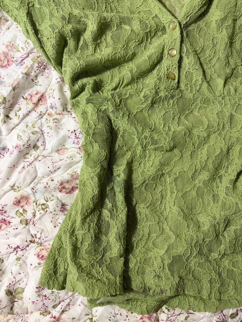 Olive Green Lace Collared (Category: Blouses) located in Muntinlupa City. Submitted by herellas0504 (Listing ID 1465708865, Image 3). Description: Olive Green Lace Collared Top Mine: 150 | Lock: 200 ———————————— size: small-med issue: very small hole (barely noticeable) still in good condition willing to keep.