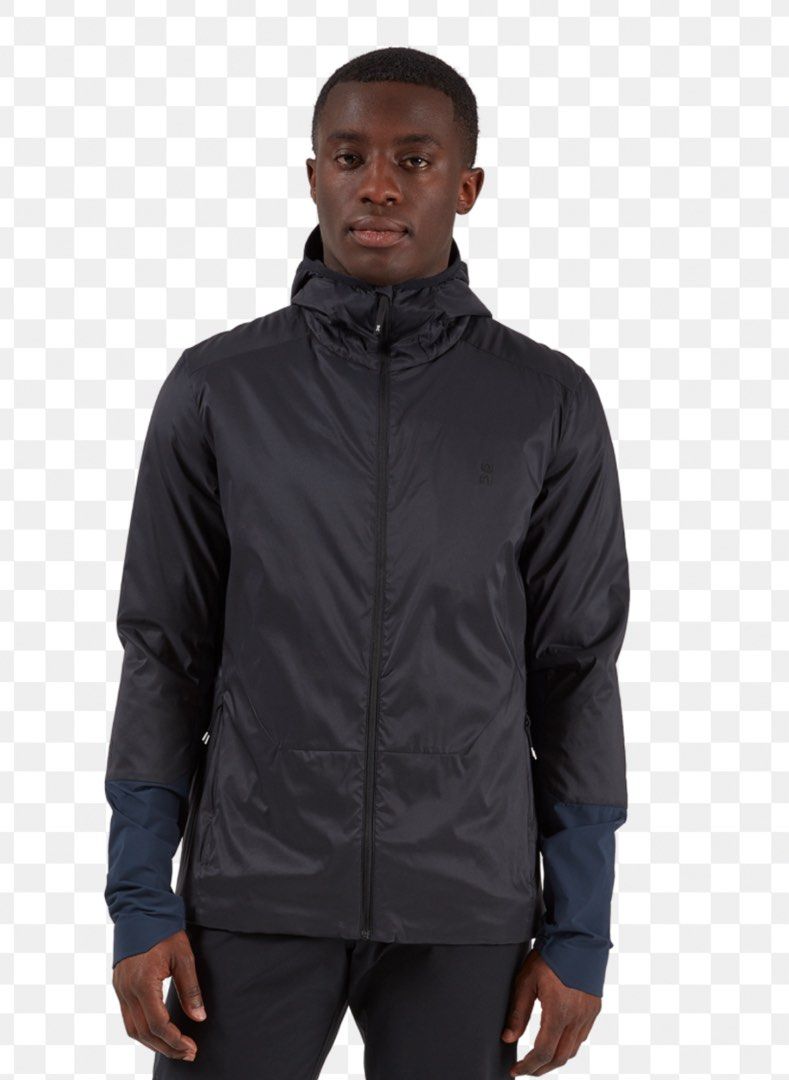 ON Running Insulator Jacket (Category: Coats, Jackets and Outerwear) located in Manila. Submitted by south_finds (Listing ID 1465669856, Image 1). Description: - Authentic On Running Weather Jacket in sleek black - Lightweight material ideal for runs or windy weather - Attached hood with adjustable drawcord - Full front zipper and secure zippered side pockets - Stylish contrast blue paneling on lower sleeves and upper back - Subtle On logo on the