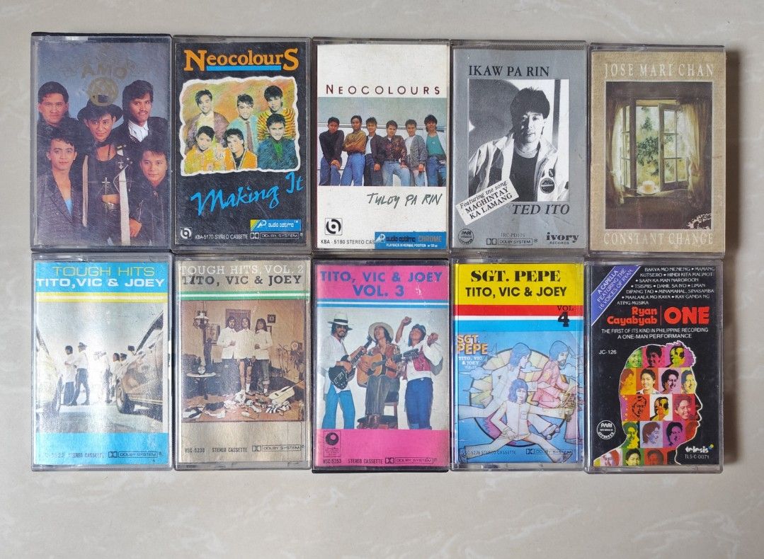 OPM Cassette Tapes (Category: Vintage Collectibles) located in Valenzuela. Submitted by xjepsx (Listing ID 1465598653, Image 2). Description: for sale! OPM Cassette Tapes Grin Department 2nah Ahgen - 2.5k Eraserheads Aloha Milkyway - 1.5k Francis Magalona Man From Manila - 1.5k Brain Salad SEALED - 1.5k The Best of VST & Company - 1k Rivermaya Tuloy ang Ligaya - 1k Rivermaya Trip - 1k Rivermaya Atomic Bomb - 800 The Dawn Puno't Dulo - 800 Alert L