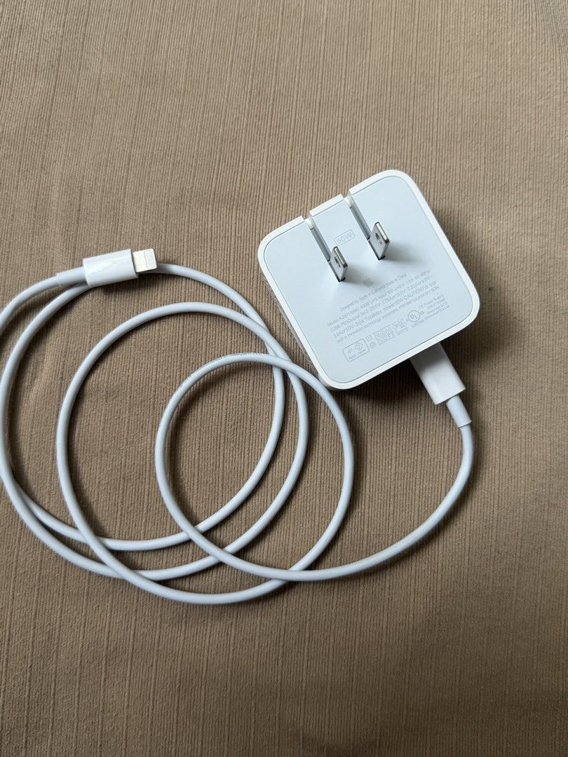 Orig Iphone Charger with 2 Cord (Category: Chargers & Cables) located in Manila. Submitted by calmbird.phoenix (Listing ID 1465632301, Image 3). Description: Original 50w Iphone charger andaptor and 2 cord Type C & Lightning For Iphone/Macbook / Ipad Good condition .
