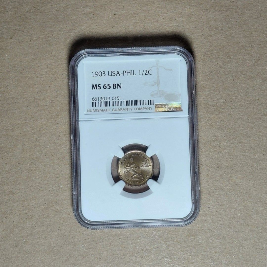 PCGS/NGC Graded Coins (Category: Currency) located in Tagbilaran City. Submitted by bennycollectibles (Listing ID 1465746016, Image 3). Description: •PCGS MS 64 Apolinario Mabini 1 Peso coin - 6k •PCGS AU 55 USPI 20 Centavos Coin - 2k •NGC MS 65 BN USPI ½ Centavo Coin - 10k •Free Shipping •16,500 if take all.