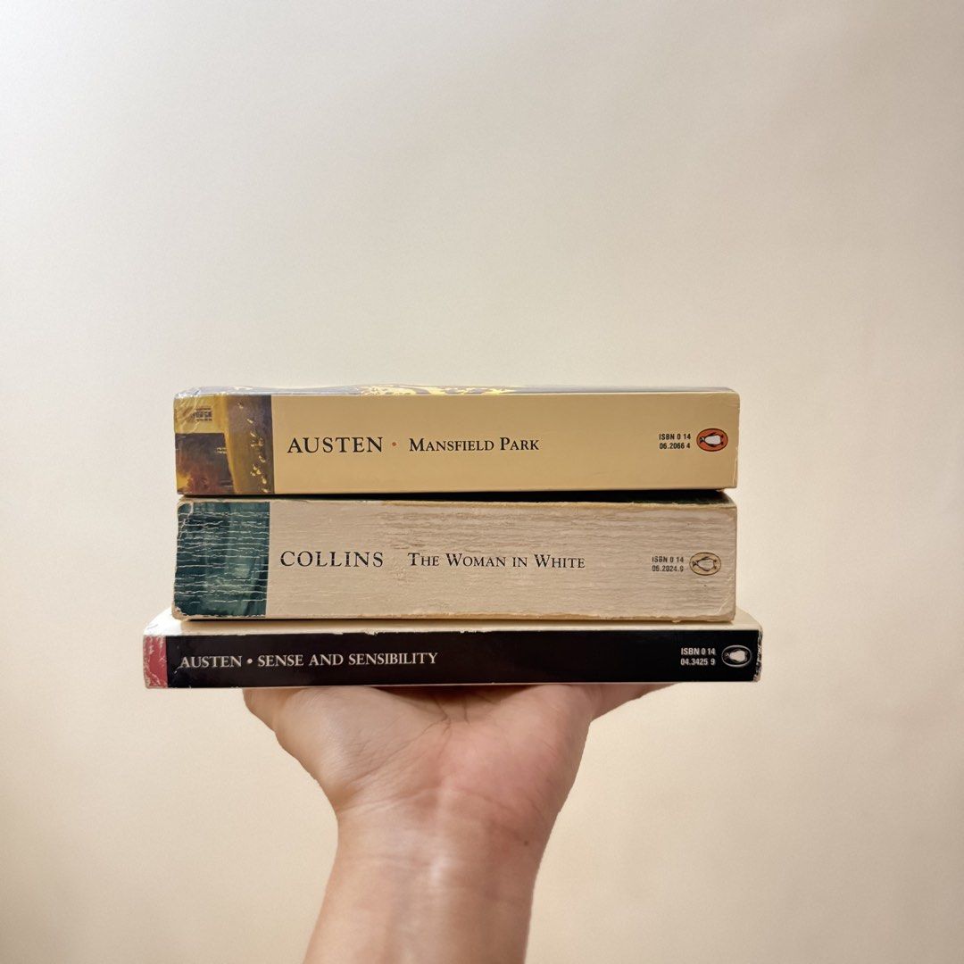 Penguin Popular Classics (₱150 - ₱180) (Category: Storybooks) located in Cavite. Submitted by thriftyaica (Listing ID 1465658446, Image 1). Description: Penguin Popular Classics: - Sense and Sensibility by Jane Austen (₱180) - Mansfield Park by Jane Austen (₱180) - The Woman in White by Wilkie Collins (₱150) ! Take both Austen books for ₱345 ! !! TAKE ALL FOR ₱480 !!.