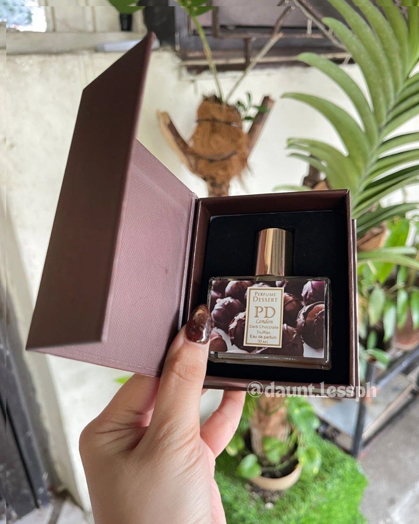Perfume Dessert - Dark Choco Truffle 30 ML (Category: Fragrance & Deodorants) located in Manila. Submitted by daunt.lessph (Listing ID 1465719299, Image 2). Description: Perfume Dessert – Dark Choco Truffle 🍫🤎 Sweet, rich & chocolatey scent! Perfect for chocolate lovers ✨ • 30ml • Brand new, never used • Dark Choco Truffle scent RFS: Decluttering my collection..
