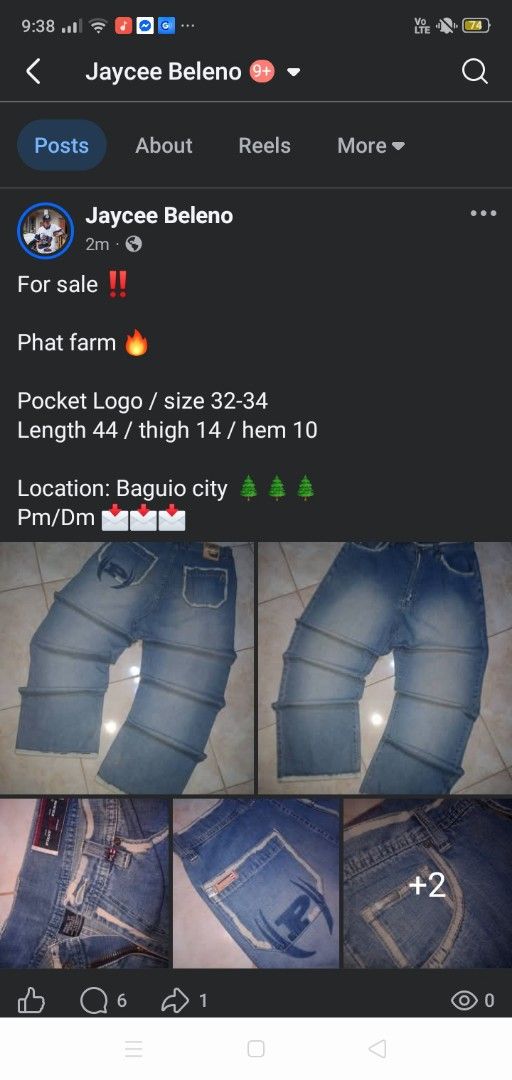 Phat Farm Pocket Logo Denim Jeans (Category: Jeans) located in Manila. Submitted by ramosjacqu35241 (Listing ID 1465757840, Image 1). Description: For sale ‼️ Phat farm 🔥 Pocket Logo / size 32-34 Length 44 / thigh 14 / hem 10 Location: Baguio city 🌲🌲🌲 Pm/Dm 📩📩📩.