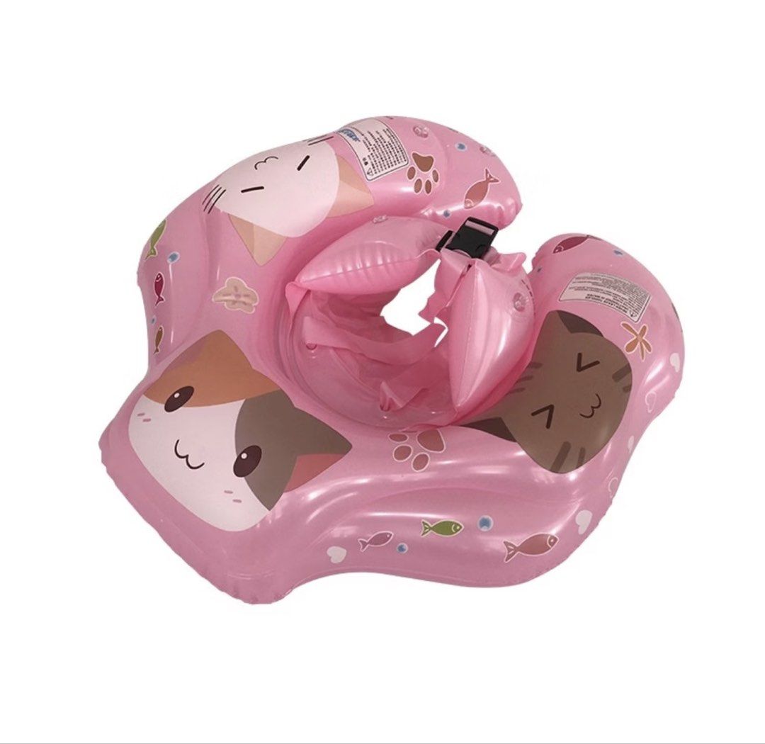 Pink Cute Cat Print Baby Swim Float Ring (Category: Babies & Kids Fashion) located in Pasay City. Submitted by decluttering_mom_2026 (Listing ID 1465674856, Image 3). Description: - Adorable pink design with cute cat graphics and colorful fish prints - Safe and secure with reliable safety buckles, adjustable straps, and multiple air chambers - Comfortable seat design to keep babies and toddlers fully supported - Lightweight and easily deflated fo