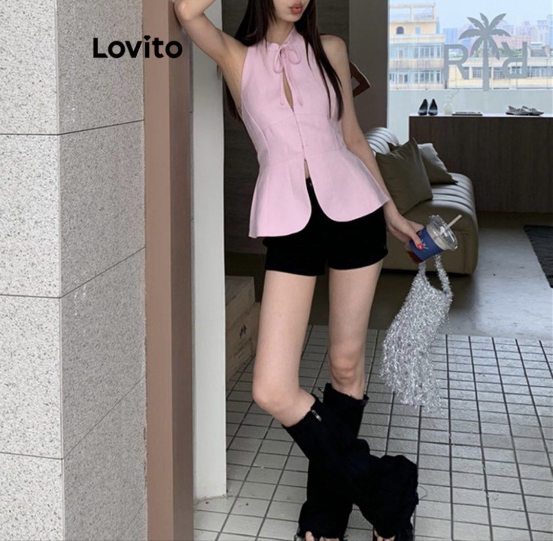 Pink Women Tie Front Tank Top (Category: Sleeveless) located in Angeles City. Submitted by krezzaaaa (Listing ID 1465725949, Image 1). Description: .