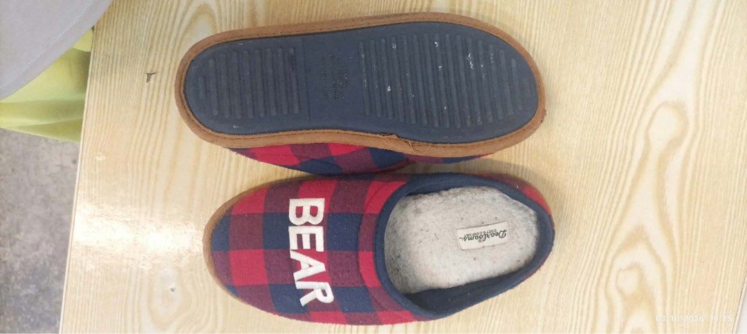 Plaid House Slippers (Category: Slippers and slides) located in Taytay. Submitted by crisha14344 (Listing ID 1465611372, Image 2). Description: Buffalo plaid house slippers with the words “MAMA” and “BEAR” on top Declutter po Maayos pa po itanong Size 11-12 Malaki po.
