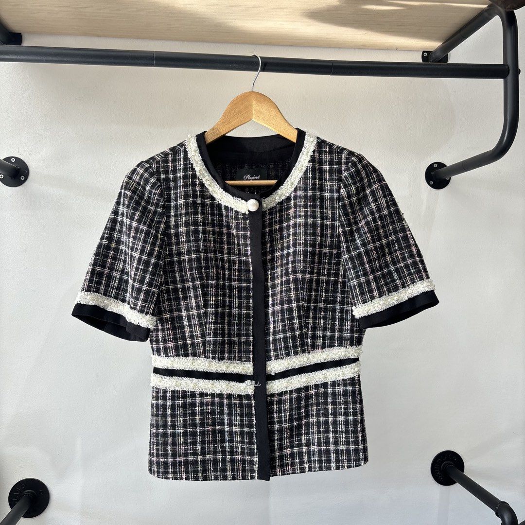 Playlord Tweed Short Sleeve Top (Category: Others Tops) located in Bambang. Submitted by heats777 (Listing ID 1465743918, Image 2). Description: Excellent condition No issue Size: 7 on tag.
