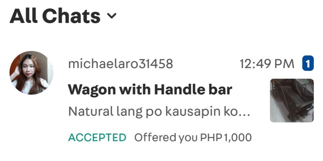 Pls report this acct (Category: Announcements) located in Bulacan. Submitted by tinybutmightyyroh (Listing ID 1465620232, Image 2). Description: nag book ng rider para ma pick up ang wagon tapos kinancel ,cod pala ang gusto ,Sabi dto babayaran pero pagdating pa pla sa bahay nila. kawawa ung rider 100 lang nabigay ko Kasi nag gagamot din ako ng anak.