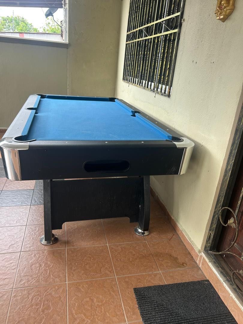 Pool Table (Category: Other Sports Equipment and Supplies) located in Kuala Lumpur. Submitted by goldendolphin.2cfc5e (Listing ID 1465756738, Image 2). Description: 🎱 Pool/Billiard Table Set for Sale Selling a complete pool/billiard table set, suitable for home, games room, balcony or entertainment area. Set includes: * 🎱 Pool/Billiard Table – blue felt surface with 6 pockets * 🎱 Full set of billiard balls * 🔺 Triangle ball rack * 🏏 2 Pool c