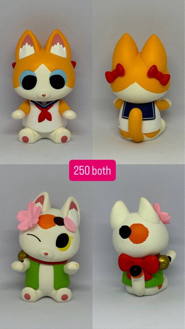 Popmart - Can Neko Friends Series (Category: Figurines & Statues) located in Manila. Submitted by silverfalcon_dbc769 (Listing ID 1465750056, Image 1). Description: - Set of 2 adorable sitting cat figures - Cat 1: Wearing a cute sailor uniform with red bows - Cat 2: Calico cat with green outfit, pink cherry blossoms, and a golden bell - Perfect for anime figurine collectors and room/shelf decor - Selling as a set (both included) - RUSH shipping o