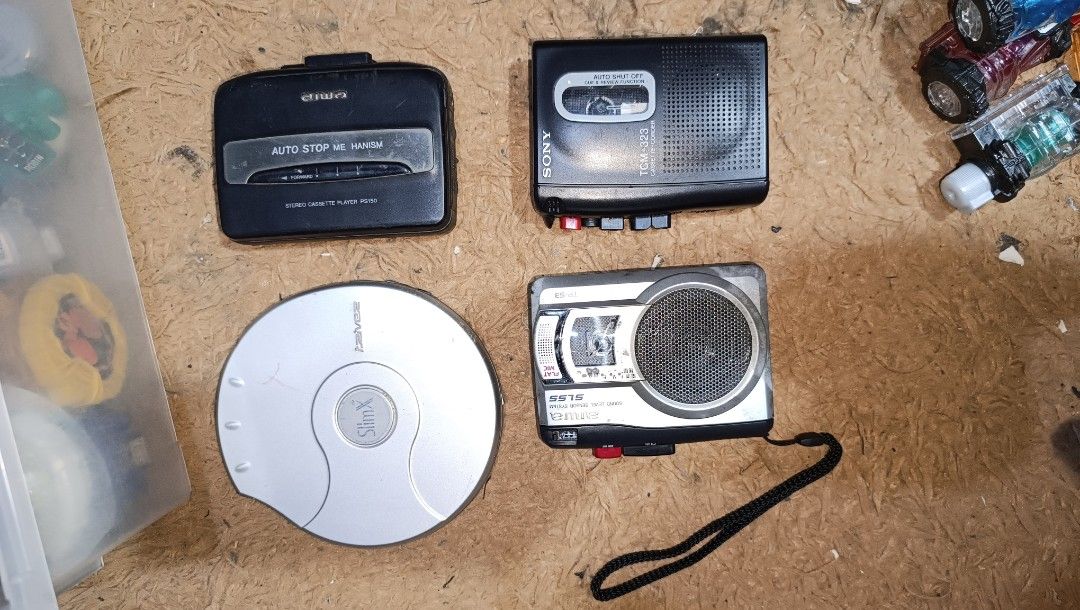 Portable CD Player and Portable Cassette Player (Category: CDs & DVDs) located in Midsayap. Submitted by macoy.picker (Listing ID 1465584526, Image 1). Description: TAKE ALL 1000 + SF Selling As Defective Cassette Player With Power Aiwa Black Working pero parang naka Fast Forward CD Player di ma test walang charger naka Gum Battery.