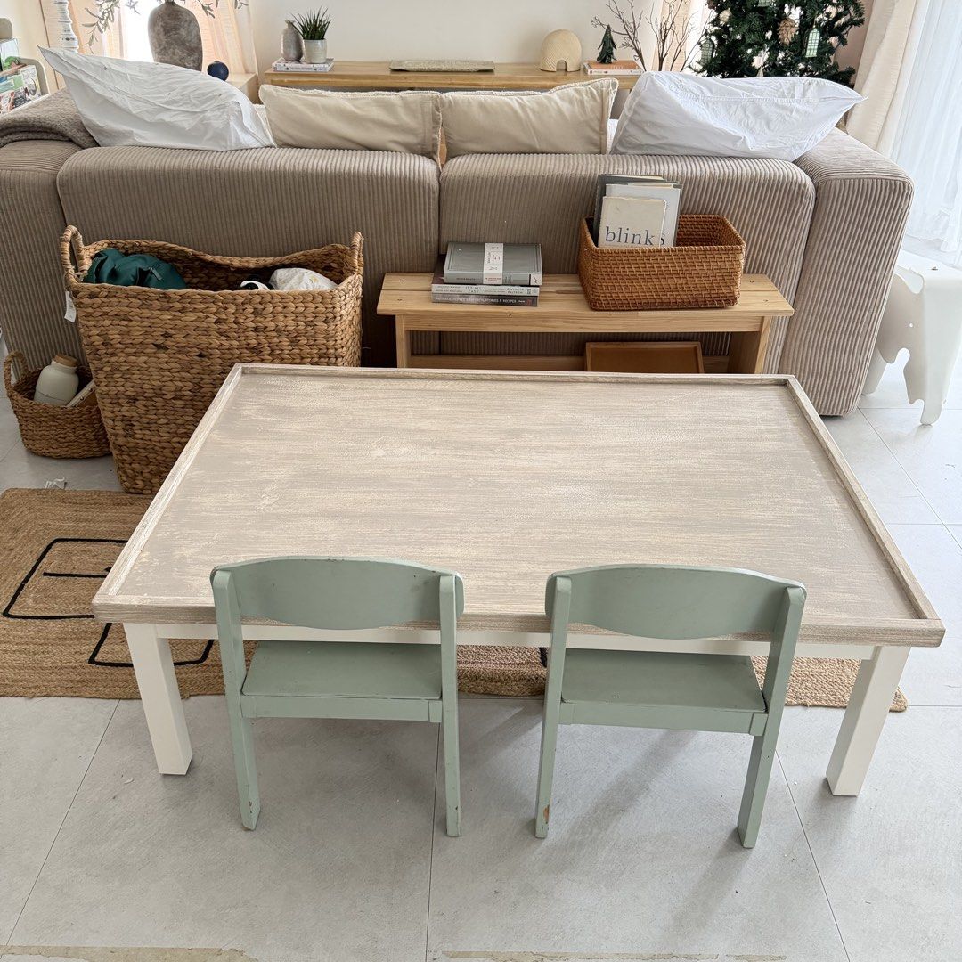 pottery barn Kids table with two chairs (Category: Kids Tables & Chairs) located in Manila. Submitted by pinklilo (Listing ID 1465593415, Image 1). Description: table is from pottery barn, ( repainted).