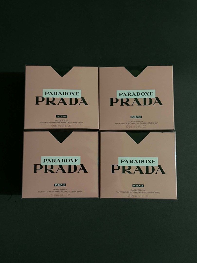 Prada Paradoxe Intense Eau De Parfum 90ml (Category: Fragrance & Deodorants) located in General Trias. Submitted by dreian (Listing ID 1465703173, Image 1). Description: - Authentic Prada Paradoxe Intense Eau De Parfum - Generous 90ml / 3 fl. oz. bottle - Refillable spray design - Brand new, unopened, and still in plastic wrap - Multiple boxes available upon request - Ideal for daily wear or as a thoughtful gift.