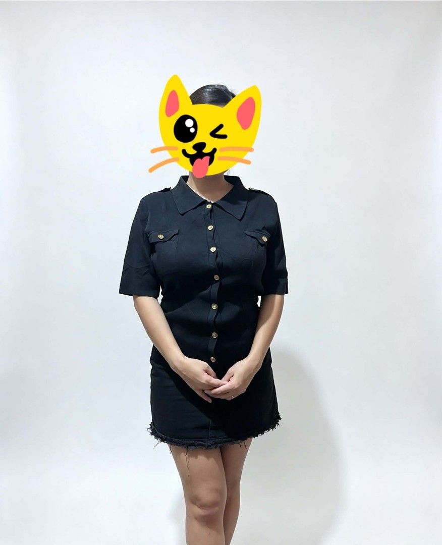 Preloved Polo Knitted Top (Category: Blouses) located in Manila. Submitted by cenasells (Listing ID 1459517215, Image 2). Description: Preloved Minor Flaw :Pressed Button Marks ( not visible ) Color : Black Size : Med to Large.