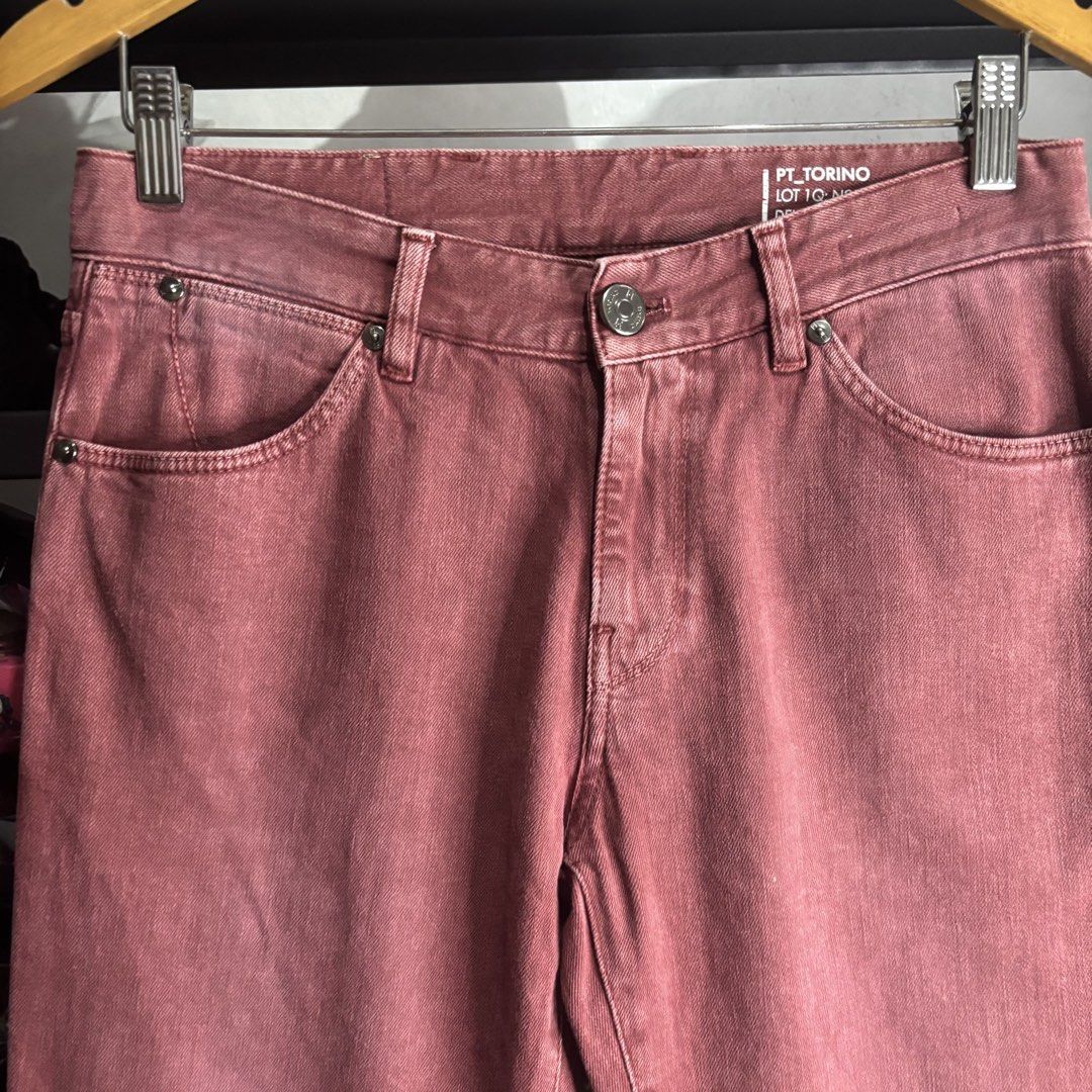 PT Torino - Swing Denim Jeans Size 30 (Category: Jeans) located in Cavite. Submitted by goodstayojan.cvt (Listing ID 1465722514, Image 2). Description: PT Torino - Swing Denim Pants 30 on tag(14 x 40.5sideseam x 30.5inseam x 9.5thigh x 9front rise x 6leg opening) Verygood - Excellent Condition No flaws! - Brand: PT Torino (Swing model) - Size: 30 - Color: Unique faded red/pinkish hue - Details: Classic five-pocket styling, button fly, clean inter