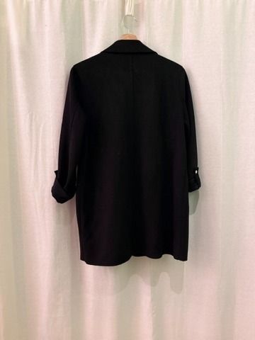 PULL & BEAR Suede Long Black Jacket (Category: Coats, Jackets and Outerwear) located in Manila. Submitted by mellow_mango (Listing ID 1465701275, Image 2). Description: - Style: Longline blazer with open front design - Color: Black - Material: Suede velvety material - Features: Front patch pockets and roll-up sleeves with button tabs - Versatility: Perfect for both casual days and dressed-up occasions - Mode of Payment: GCash, Maya.