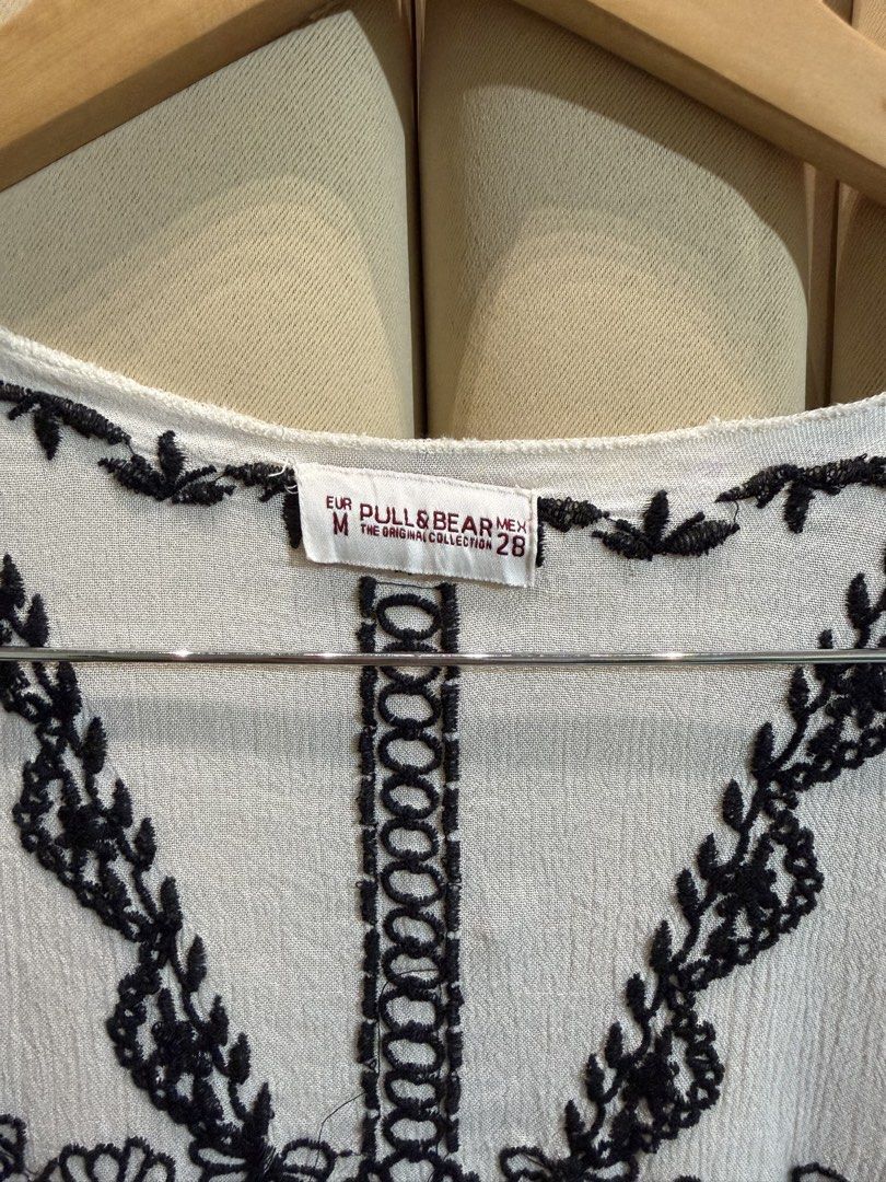 Pull&Bear Cardigan (Category: Longsleeves) located in Manila. Submitted by glamstylemnl (Listing ID 1465635526, Image 2). Description: ♡ SIZE: XL ♡ BUST: 44 ♡ Swipe left to see the actual color & details ♡ cascading waterfall hem / intricate black embroidery ♡ HQ • 10/10 ♡ Ready to wear 👚.